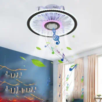 Modern Led Ceiling Fans With Light RGB Buletooth Music Ceiling Lamp With Fans Remote Control + APP 110V 220V Smart Ceiling Fans