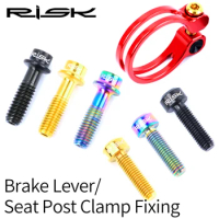 RISK 2PCS M5*18mm Bike Stem Handlebar Fixing Titanium Ti Bolts Fixed Screws Hollow Lightweight for MTB Bicycle Seat Post Clamp