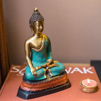 進口新中式純銅坐佛像銅釋迦牟尼佛阿彌陀佛釋迦摩尼客廳裝飾擺件