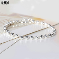 s990足銀純銀圓珠轉運珠銀珠子銀手鏈女日韓簡約個性情侶學生禮物