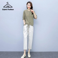 zj▥SUHA Formal Attire For Women Casual Boho Square Pants Challis Square Pants Terno Plus Size For Wo