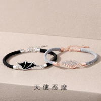 Fashion Angel and Devil Wings Cuff Bangle for Men Women Couple Bracelet Bangle Lover's Jewelry Accessories Gifts