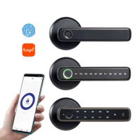 Factory Wholesale Fingerprint Electric Handle Lock Ttlock Password Smart Home Door Lock Biometric Glass Door Fingerprint Lock