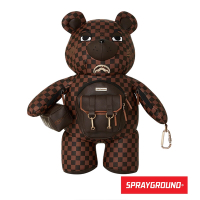 SPRAYGROUND-CHECKMATE ROYALE 皇家格紋多口袋泰迪熊後背包-棕色