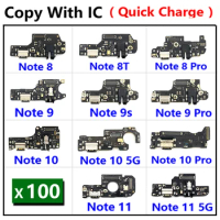 100Pcs USB Charge Port Dock Connector Charging Board Flex Cable For Xiaomi Redmi Note 7 8 8T 9S 9 10 10s 11 Pro 4G 5G 9 9A 8 8A