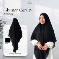 Khimar Ceruty Premium | Khimar Ceruty Hitam Putih | Khimar Ceruty | Khimar Runcing | Mabrur Store