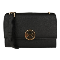 TORY BURCH Miller 圓金TB 荔枝皮革肩/斜背包(黑)