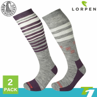 Lorpen T1 女美麗諾羊毛滑雪襪 ECO S2MWE(III) 兩雙入 / 城市綠洲 (毛襪 雪襪 保暖襪 羊毛襪)