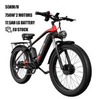 Free shipping Quality E Bike with Pedals Dual Motor 26 inch Fat tireWholesale Fast Mountain Snow Bikes for Adults DUOTTS F26