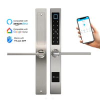 RFID card password lock biological fingerprint door lock waterproof electronic smart door lock aluminum glass door