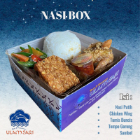 Ulam Sari Nasi Box + Wings Isi Nasi Putih Chicken Wing Tumis Buncis Tempe Goreng Sambel