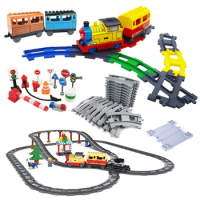 Big Building Block Track Set Electric Intelligent Locomotive Railway Duplo Train Children's Education Programming Assembled Toys