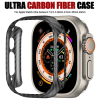 Genuine Carbon Fiber Case For Apple Watch Ultra Series 8 7 6 5 Aramid Fiber Cover For iWatch 40/41/45/49mm Thin Protective Case