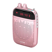【先科】多功能無線擴音器 教師講課小蜜蜂 導遊喇叭(迷你喊話機 FM收音機 玫瑰金+耳麥)
