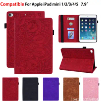 For iPad Mini 5 Mini5 2019 Case Mini 4 mini 3 mini 2 Smart Cover Funda Tablet Embossed Silicone PU Leather Stand Shell Capa