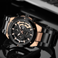 Evans Jayden Jam Tangan Pria EJ 9562 Rantai Stainless Steel Chronograph Kaca Sapphire Water Resistan