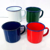 12 Pcs ( Selusin ) Mug Enamel Warna Polos 7Cm / Cangkir Kopi 7Cm Jadul