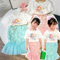 1-9 Years Two Piece Princess Dress Mermaid Princess Dress Mermaid Dress Gaun Princess Budak Perempua
