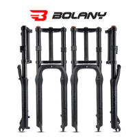 Bike Fork 26in 20 inch Bolany Double Shoulder Snow Fat Air MTB Bicycle Suspension 32mm Straight Tube 135mm Shock Magnesium Alloy