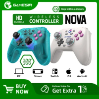 GameSir T4 Nova Wireless Switch Controller Bluetooth Gamepad with Hall Effect for Nintendo Switch iPhone Android Phone PC Steam