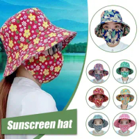 Summer Women Sunscreen Fisherman Hat Fashion Floral Print Caps Outdoor Riding Anti-UV Sun Hat Face Shading Mask Hat Leisure