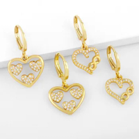 FLOLA Heart Drop Dangle Earrings Copper Zircon White Stone Gold Plated Infinity Earrings Jewelry for Women Gift ersz10