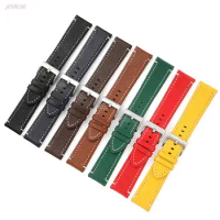 Handmade Cowhide Watch Strap 18mm 19mm 20mm 21mm 22mm 24mm Breacelet Genuine Leather Watch Band Quick Release Business Wristbelt