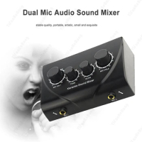 Portable Dual Mic Inputs Audio EU/US Plug Sound Mixer For Amplifier Microphone Karaoke Ok Mixer BlackPlug for Company Home