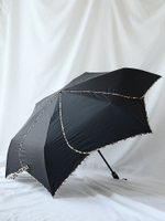 新款遮陽傘玉蘭花花瓣豹紋遮光晴雨傘黑膠傘三折疊傘女