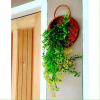 Pot Dinding Rotan Diameter 16 cm Full Rotan 2,5ml Cocok untuk Dekorasi Rumah Alami dan Wadah Bunga