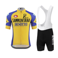 Retro Cycling Jersey Set Men Bike Jersey Bib Shorts 9D Gel Pad Mtb Ropa Ciclismo