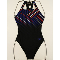 (E5) Speedo 女 運動連身泳裝 一件式泳衣 Medalist 藍紅/黑 SD800324914839【陽光樂活】