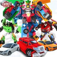 Attack on Titan Korean Cartoon Deformed Car Robot Hello Carbot Autobots Figure Toys Ace Rescue Taxi Racer Children's Model Gifts