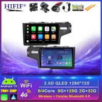 Android 13 Car Radio Carplay Auto GPS For Honda Jazz 3 2015 - 2020 Fit 3 GP GK 2013-2020 QLED Multimedia Player Navigation
