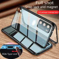 Metal Double Sided Glass Snap Lock Case 360 Full Protection For Vivo Y02S Y16 Y27 4G 5G Y27S Lens Protection Cover Phone Case