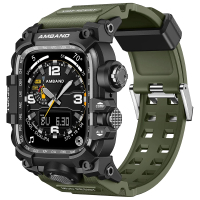 【Amband】Apple Watch 專用保護殼 ☆ M3 美國鋼鐵特攻軍規 軍綠色TPU 錶帶(46mm - Apple Watch 10)