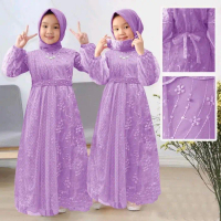 MAXI ADILA KID/GAMIS ANAK CANTIK/GAMIS TERBARU 2024/GAMIS MUSLIM ANAK Dress Kombinasi Tile Mutiara P