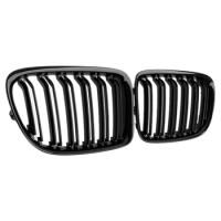Glossy Black Front Bumper Dual Slat Front Kidney Grill Grille For-BMW X1 Series E84