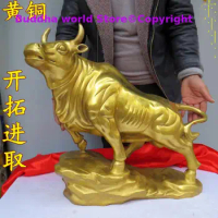 52cm Large Huge Asia HOME SHOP Company bring wealth good luck Business money Success golden bull stock bull market mascot statue