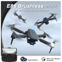E88 Brushless Drone WiFi FPV Brushless Motor 360° Laser Obstacle Avoidance GPS Return 4K HD Dual Camera RC Quadcopter Drone Toys