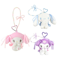小禮堂 【限購】Sanrio 三麗鷗 x 粧美堂 愛心扣環吊飾娃娃 (串珠款) 美樂蒂 酷洛米 大耳狗