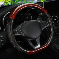 Car Steering Wheel Cover D Shape Mahogany Wood Grain For Golf 6 7 Polo Passat Tiguan 2016 2017 2018 For Kia Sportage Optima K5