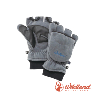 【Wildland 荒野】中性 防風保暖翻蓋手套-灰色 W2012-90(保暖手套/翻蓋手套/機車/旅遊)