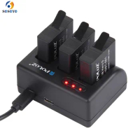 Three Ports USB Battery Charger Built-in Micro USB and USB Type-C ports for GoPro Hero 6 5 Black Camera Charging Accessories