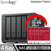 Synology群暉科技 DS423+ NAS 搭 WD 紅標Plus 4TB NAS專用硬碟 x 4