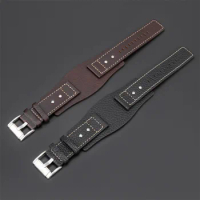 Genuine Leather Cuff Watch Band 24mm Watch Strap Wrist Protection Brown Black Watchband For Fossil EFR-303