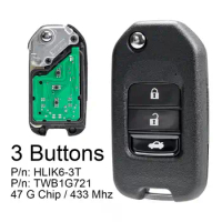 433Mhz 3 Buttons Car Remote Key with Electronic 47 G Chip TWB1G721/HLIK6-3T for Honda CRV Honda Accord Civic City CR-V Jazz XR-V