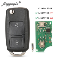 jingyuqin 2BTN Flip Remote Car Key Fob For VW Bora Golf Polo Passat Touran Seat Skoda 434MHz ID48 Chip 1J0959753AG/ 1J0959753CT