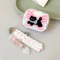 Suitable for AirPods Pro 2nd Wave Cute Pink Cat Headphone Case For Airpods 1 2 3 Pro Protective Case With Lovely Lace pendant