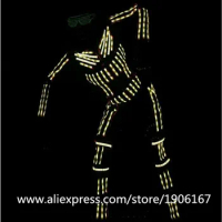 RGB LED Luminous Dance Suits Light Up Ballroom Costumes EL Wire Flashing Clothing Party Stage Wear Event Party Supplies